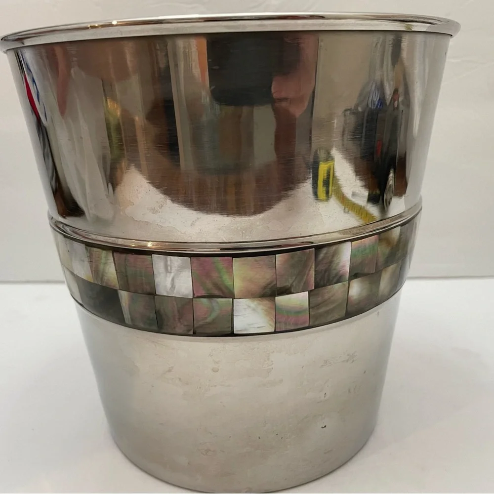 West Elm Stainless Steel Abalone Ice Bucket.